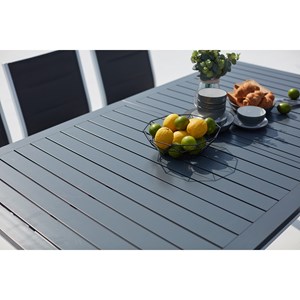 Arezzo table de jardin extensible et 10 chaises alu-toile pvc blanc