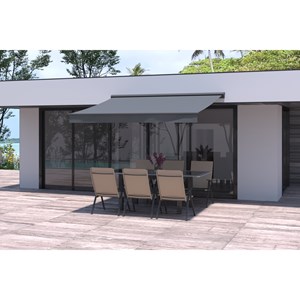 Lozio - store banne motorisé 3 x 2,5 m gris polyester