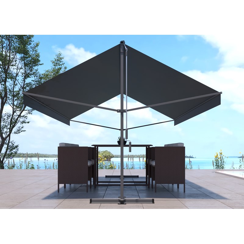 Concept Usine - Iseo store banne double pente 4 x 3 m gris