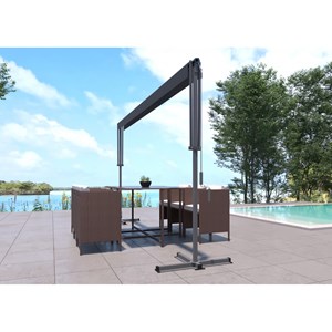 Iseo store banne double pente 4 x 3 m gris