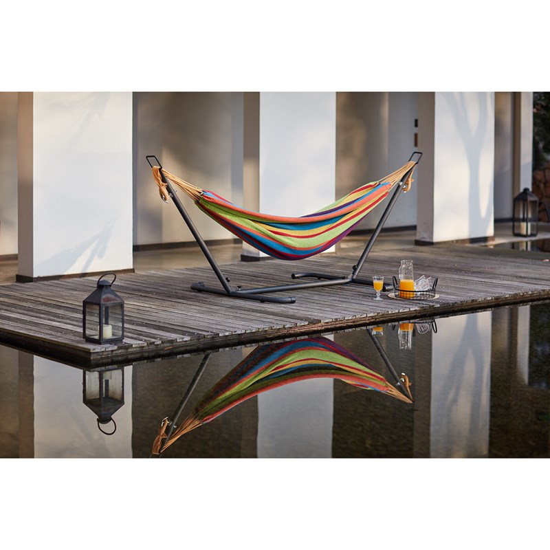 Copacabana hamac sur pied 2,6 m avec toile en tissu multicolore