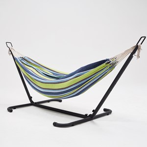 Copacabana hamac sur pied 2,6 m avec toile en polyester bleu et vert