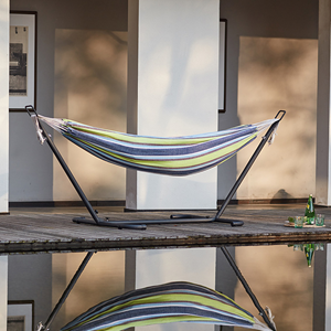 Copacabana hamac sur pied 2,6 m avec toile en polyester bleu et vert