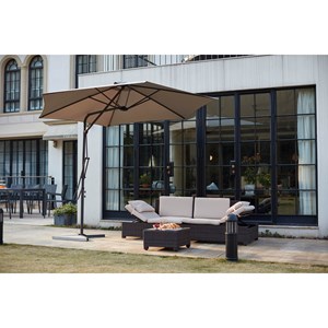 Alcudia parasol gris droit rond 2,94 x 2,94 m