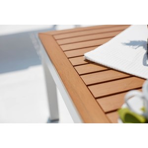 Lolea salon de jardin 4 places en aluminium et acier blanc et gris