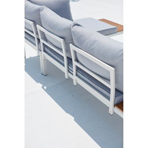 Lolea salon de jardin 4 places en aluminium et acier blanc et gris