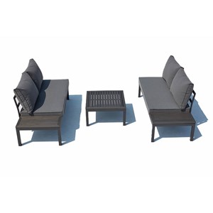 Lolea salon de jardin 4 places en aluminium et acier gris foncé