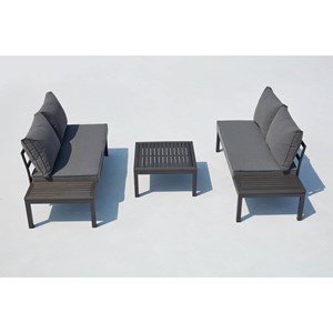 Lolea salon de jardin 4 places en aluminium et acier gris foncé
