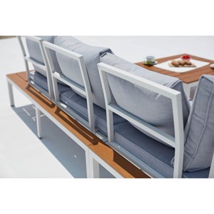 Fira salon de jardin bas 5 places en aluminium gris et blanc