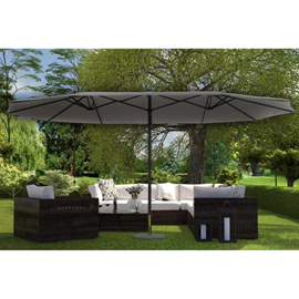 Venice parasol double gris droit ovale 2,7 x 4,6 m