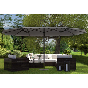Venice parasol double gris droit ovale 2,7 x 4,6 m