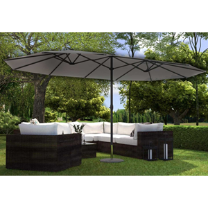 Venice parasol double gris droit ovale 2,7 x 4,6 m
