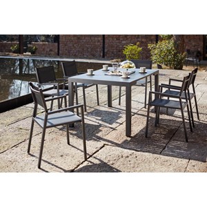 Olhao - console extensible aluminium + 6 chaises