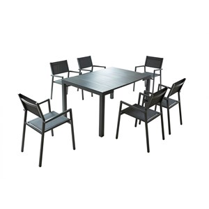 Olhao console extensible et 6 chaises en aluminium