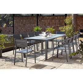 Olhao console extensible et 10 chaises en aluminium