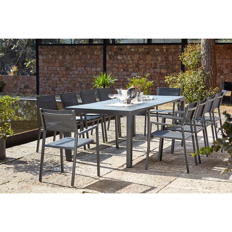 Olhao console extensible et 10 chaises en aluminium