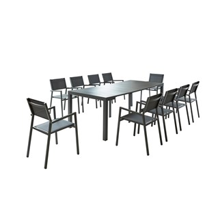 Olhao console extensible et 10 chaises en aluminium