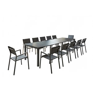 Olhao console extensible et 12 chaises en aluminium