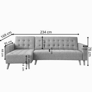 Sherbrooke canapé d'angle gauche convertible 4 places gris