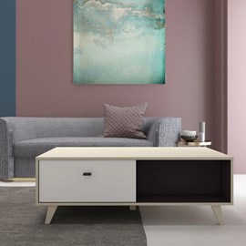 Skadi table basse avec tiroir en bois naturel