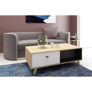 Skadi table basse avec tiroir en bois naturel