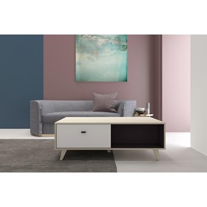 Skadi table basse avec tiroir en bois naturel