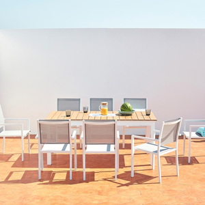 Madeira table extensible de jardin 8 places en aluminium et bois