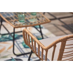 Parea salon de jardin 4 places en rotin et acier beige et noir