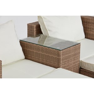 Moana salon de jardin 4 places en résine tressée naturel et écru