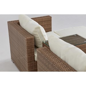 Moana salon de jardin 4 places en résine tressée naturel et écru