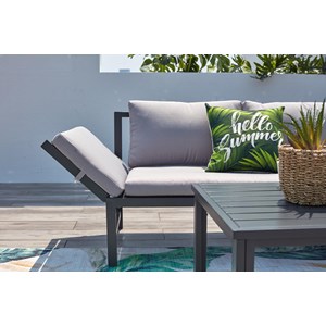 Teora salon de jardin bas 4 places canapé inclinable