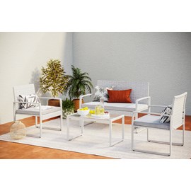 Esna salon de jardin bas résine tressée 4 places