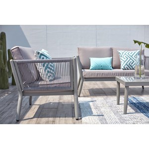 Anahma salon jardin alu et corde gris clair