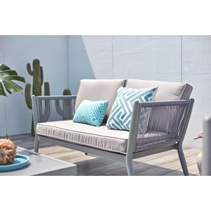 Anahma salon jardin alu et corde gris clair