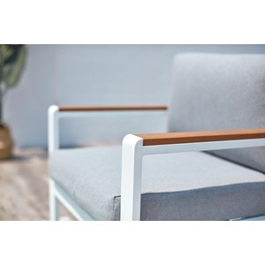 Maringo salon de jardin bas 4 places en aluminium blanc