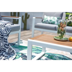 Maringo salon de jardin bas 4 places en aluminium blanc