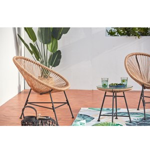 Acapulco salon de jardin 2 fauteuils ronds et table basse naturel