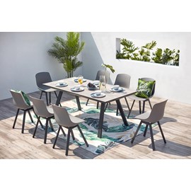 Temara salon de jardin aluminium et plateau aspect ciment 8 places