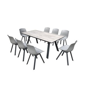 Temara salon de jardin aluminium et plateau aspect ciment 8 places