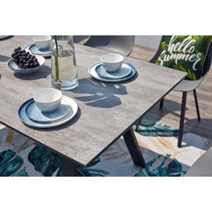 Temara salon de jardin aluminium et plateau aspect ciment 8 places