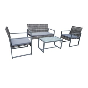 Esna salon de jardin bas 4 places résine tressée gris foncé