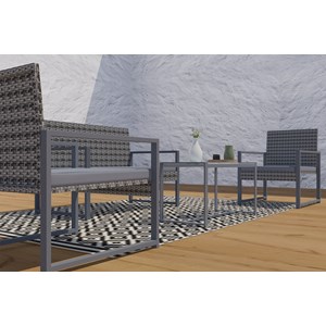 Esna salon de jardin bas 4 places résine tressée gris foncé