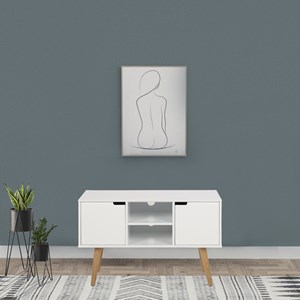 Lokka - buffet scandinave blanc avec 2 placards