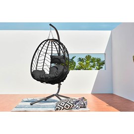 Lima fauteuil suspendu en résine effet rotin noir