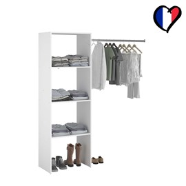 Elysee dressing blanc 3 étagères, penderie 160 x 40 x 180 cm
