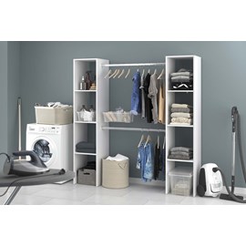 Elysee dressing blanc 6 étagères, 2 penderies 180 x 40 x 180 cm