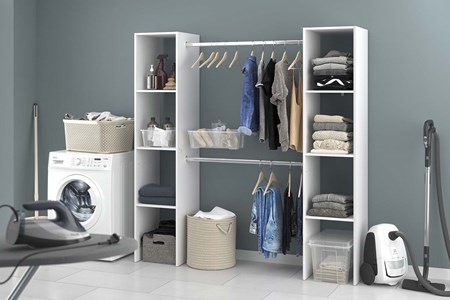 Elysee dressing blanc 6 étagères, 2 penderies 180 x 40 x 180 cm