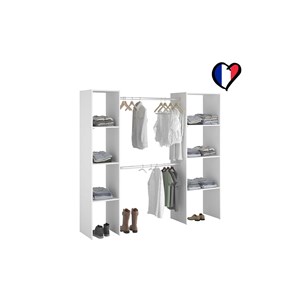 Elysee dressing blanc 6 étagères, 2 penderies 198 x 40 x 180 cm