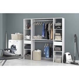 Elysee dressing blanc 2 penderies, 6 étagères, 2 tiroirs