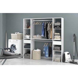 Elysee dressing blanc 2 penderies, 6 étagères, 2 tiroirs
